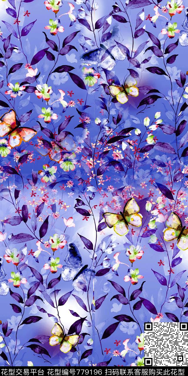 大花花朵花卉数码印花华亿平台下载（图片编号: 779196） - 瓦栏（Walan）