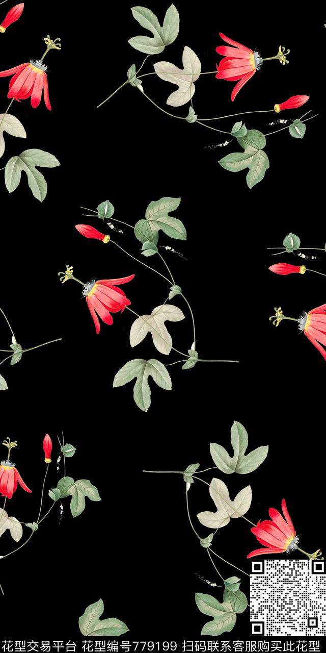 大花花朵花卉数码印花华亿平台下载（图片编号: 779199） - 瓦栏（Walan）