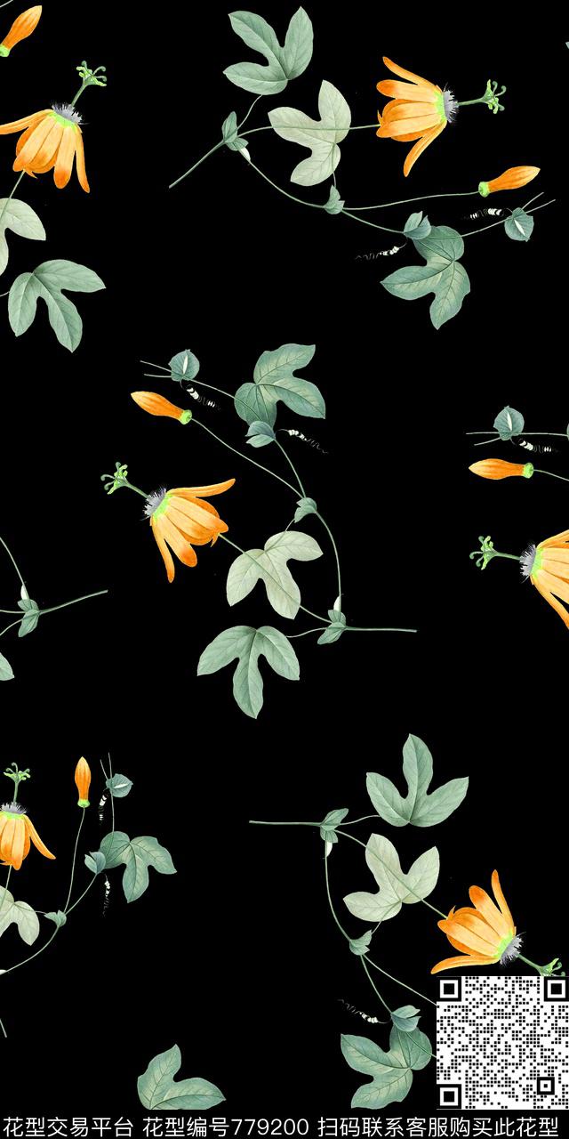 大花花朵花卉数码印花华亿平台下载（图片编号: 779200） - 瓦栏（Walan）