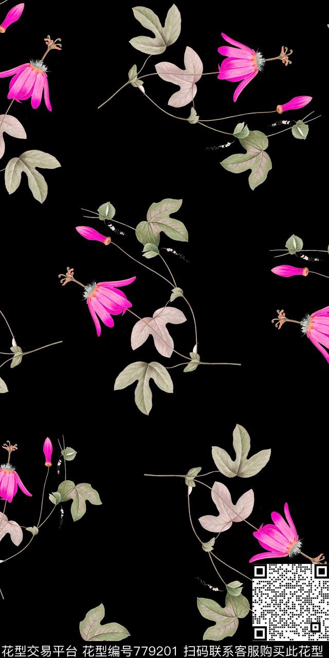 大花花朵花卉数码印花华亿平台下载（图片编号: 779201） - 瓦栏（Walan）