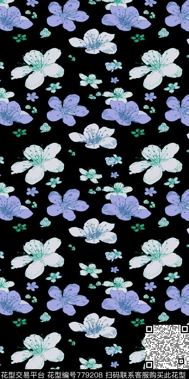 小碎花花卉花朵数码印花华亿平台下载（图片编号: 779208） - 瓦栏（Walan）
