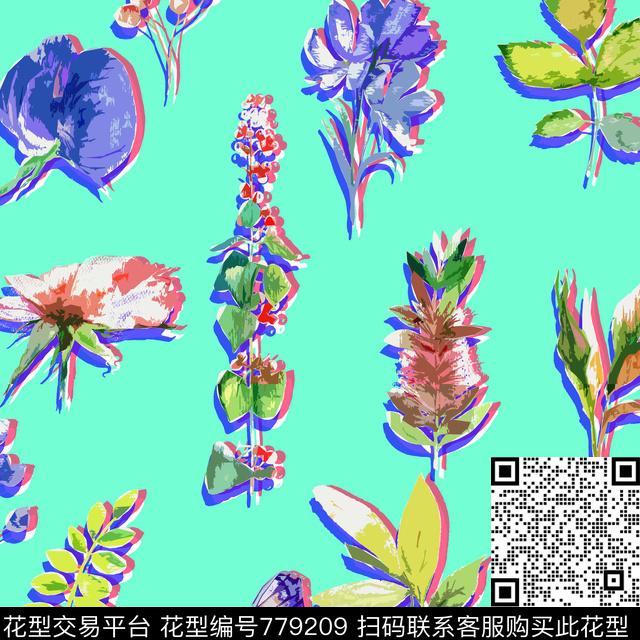 民族风花卉抽象数码印花华亿平台下载（图片编号: 779209） - 瓦栏（Walan）