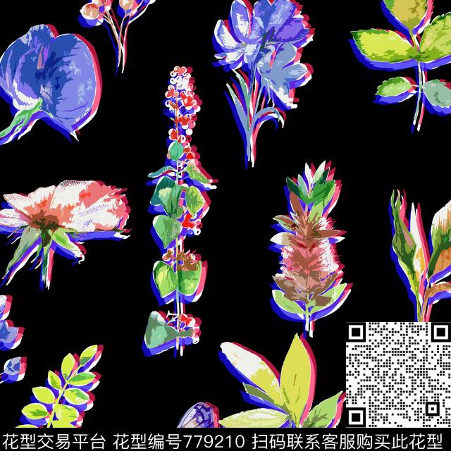 民族风花卉抽象数码印花华亿平台下载（图片编号: 779210） - 瓦栏（Walan）