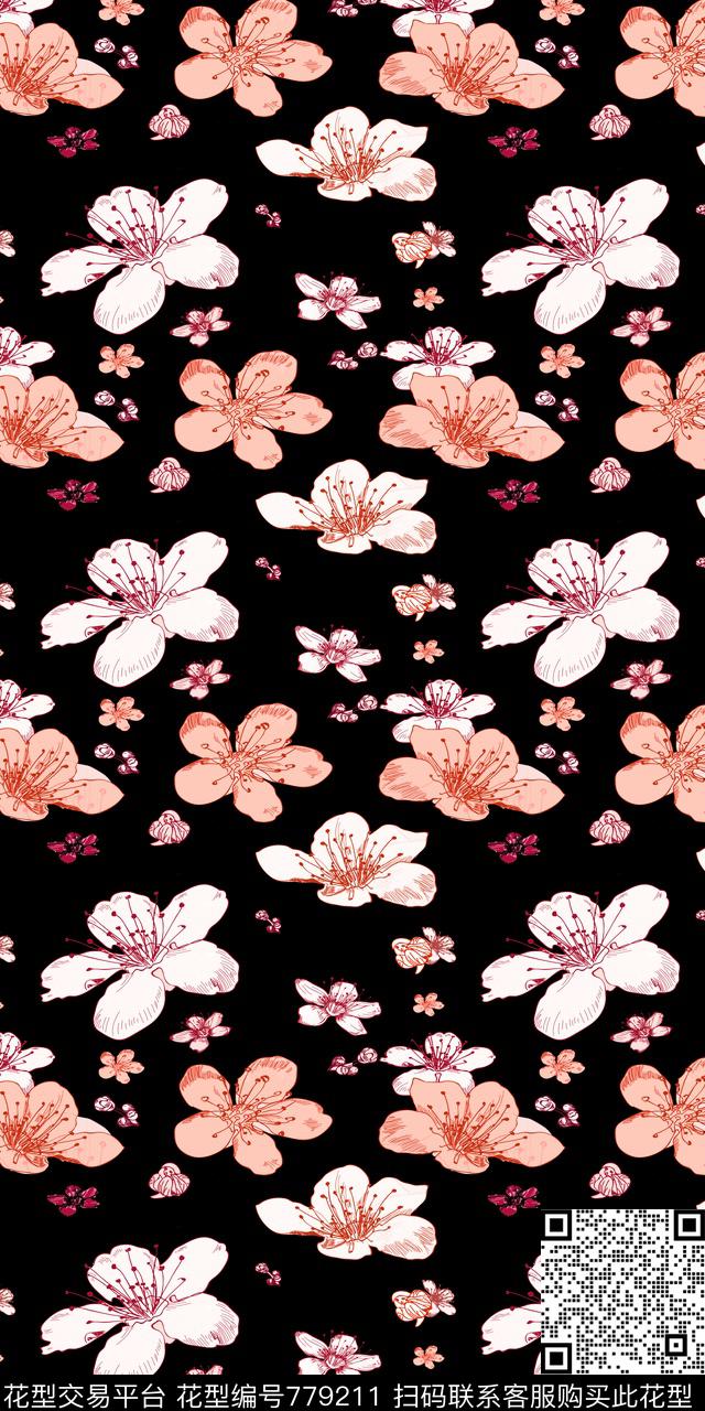 小碎花花卉花朵数码印花华亿平台下载（图片编号: 779211） - 瓦栏（Walan）