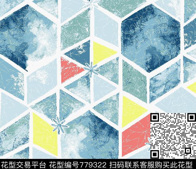 几何休闲花卉传统印花华亿平台下载（图片编号: 779322） - 瓦栏（Walan）