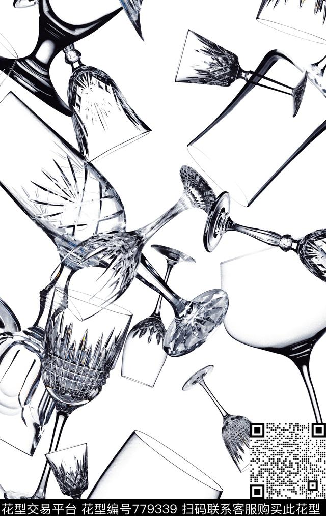 杯子酒杯白底数码印花华亿平台下载（图片编号: 779339） - 瓦栏（Walan）