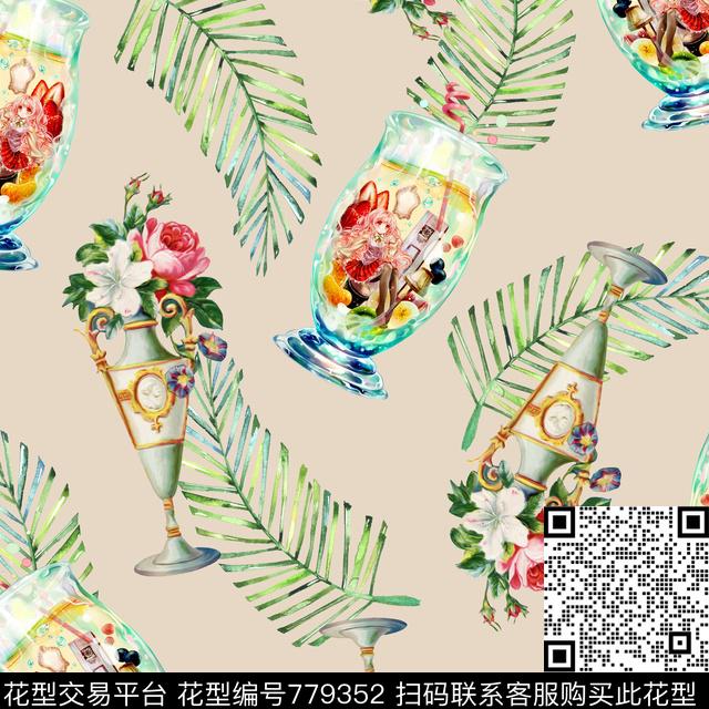 花卉花朵花杯子传统印花华亿平台下载（图片编号: 779352） - 瓦栏（Walan）