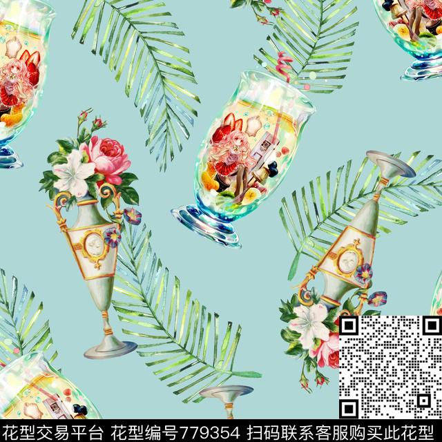 花卉花朵花杯子传统印花华亿平台下载（图片编号: 779354） - 瓦栏（Walan）