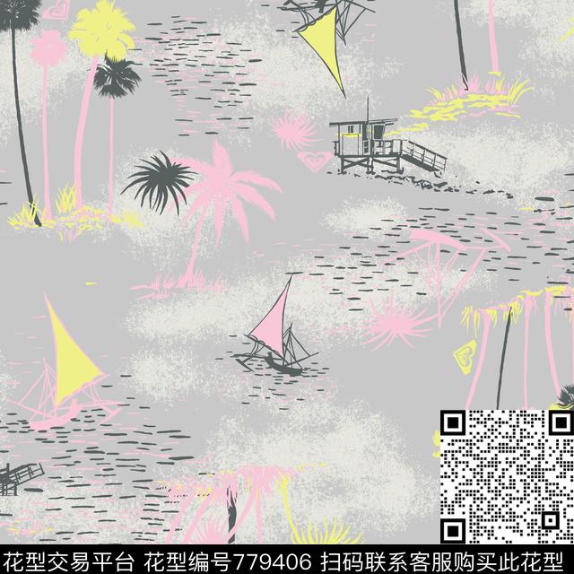 花卉花朵热带数码印花华亿平台下载（图片编号: 779406） - 瓦栏（Walan）