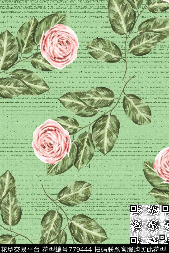 大花花朵花卉数码印花华亿平台下载（图片编号: 779444） - 瓦栏（Walan）