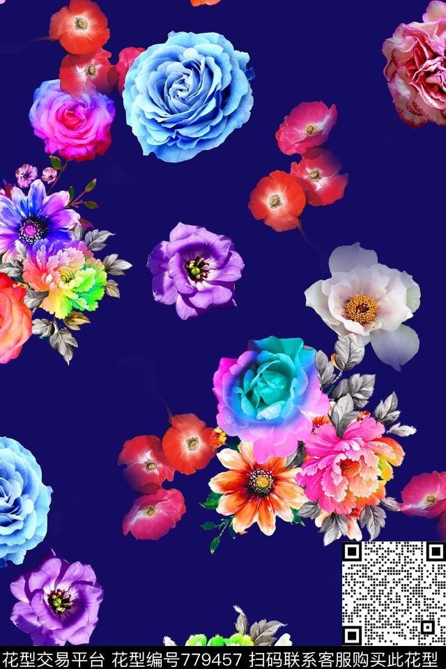 花卉清爽写实数码印花华亿平台下载（图片编号: 779457） - 瓦栏（Walan）