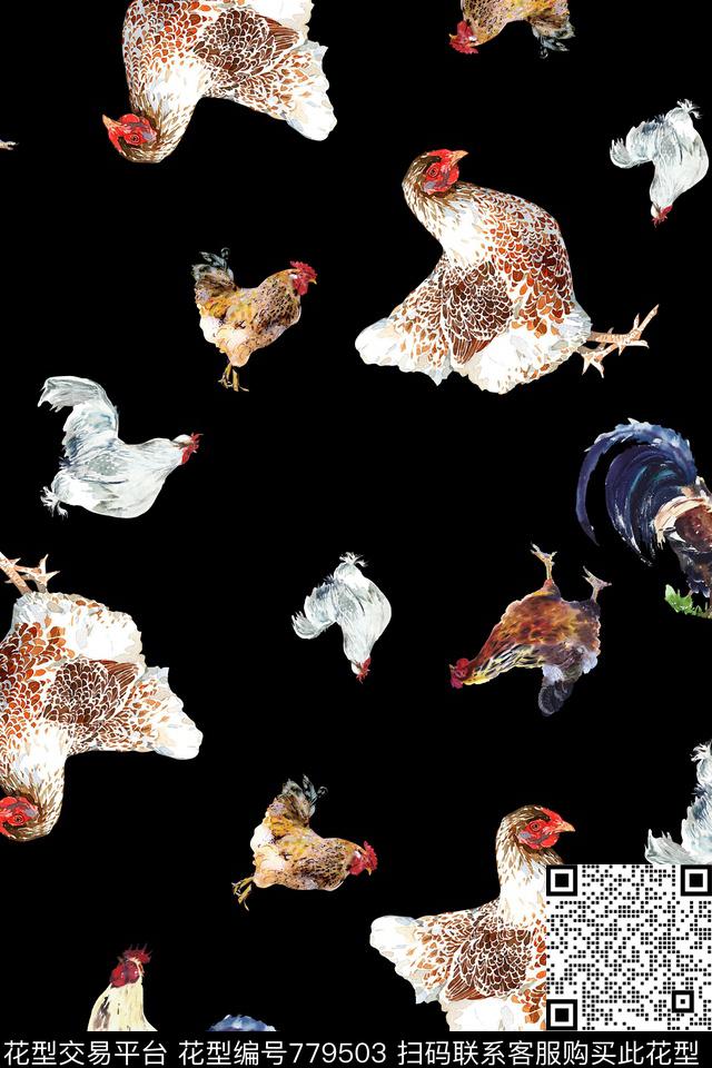动物鸡好多鸡数码印花华亿平台下载（图片编号: 779503） - 瓦栏（Walan）