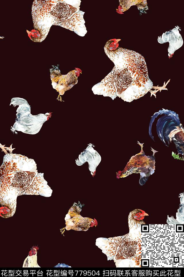 动物鸡好多鸡数码印花华亿平台下载（图片编号: 779504） - 瓦栏（Walan）