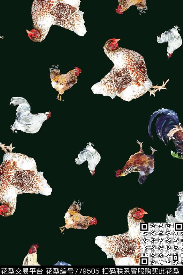动物鸡好多鸡数码印花华亿平台下载（图片编号: 779505） - 瓦栏（Walan）