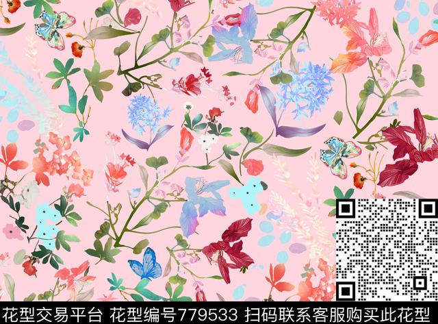 乱花花朵花卉数码印花华亿平台下载（图片编号: 779533） - 瓦栏（Walan）