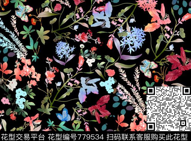 乱花花朵花卉数码印花华亿平台下载（图片编号: 779534） - 瓦栏（Walan）