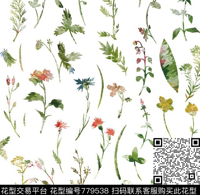 民族风叶子碎花数码印花华亿平台下载（图片编号: 779538） - 瓦栏（Walan）