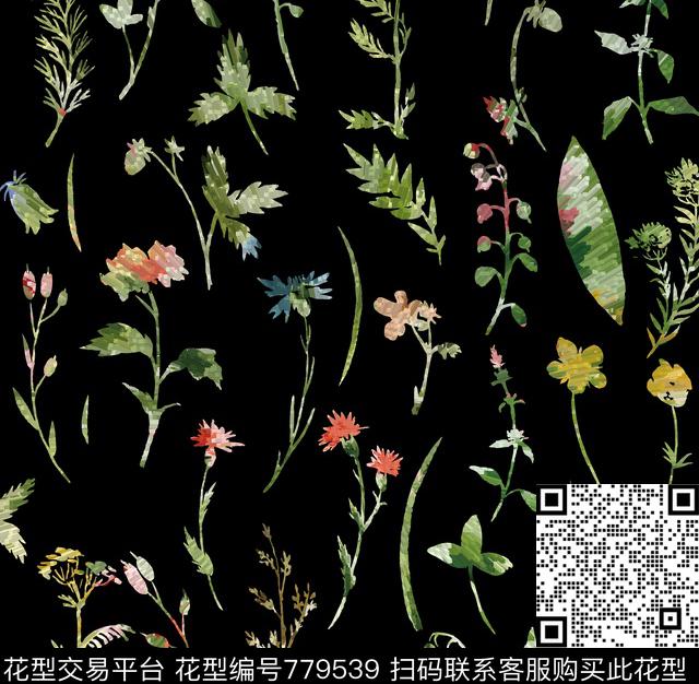 民族风叶子碎花数码印花华亿平台下载（图片编号: 779539） - 瓦栏（Walan）