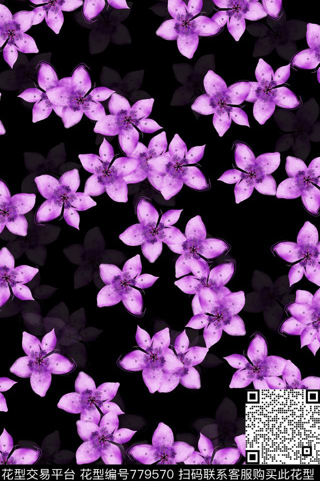兰花花朵花卉数码印花华亿平台下载（图片编号: 779570） - 瓦栏（Walan）