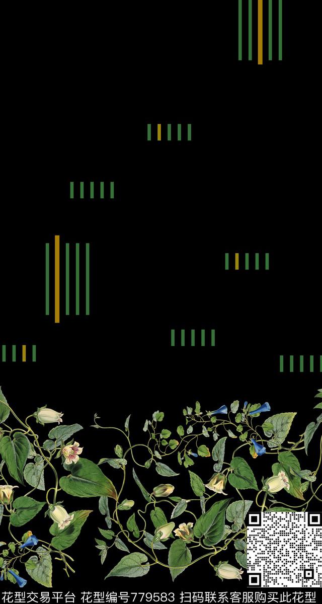 几何花朵花卉数码印花华亿平台下载（图片编号: 779583） - 瓦栏（Walan）