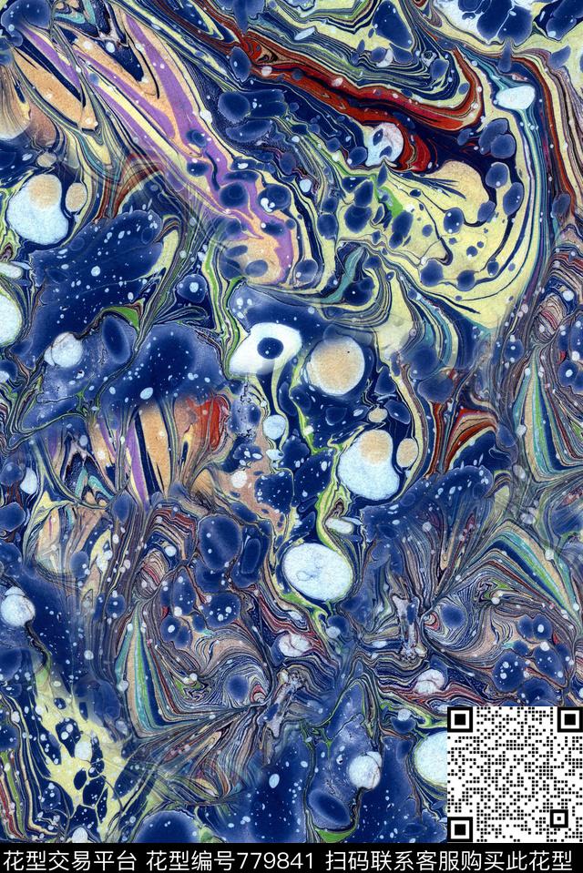 手绘抽象油画数码印花华亿平台下载（图片编号: 779841） - 瓦栏（Walan）