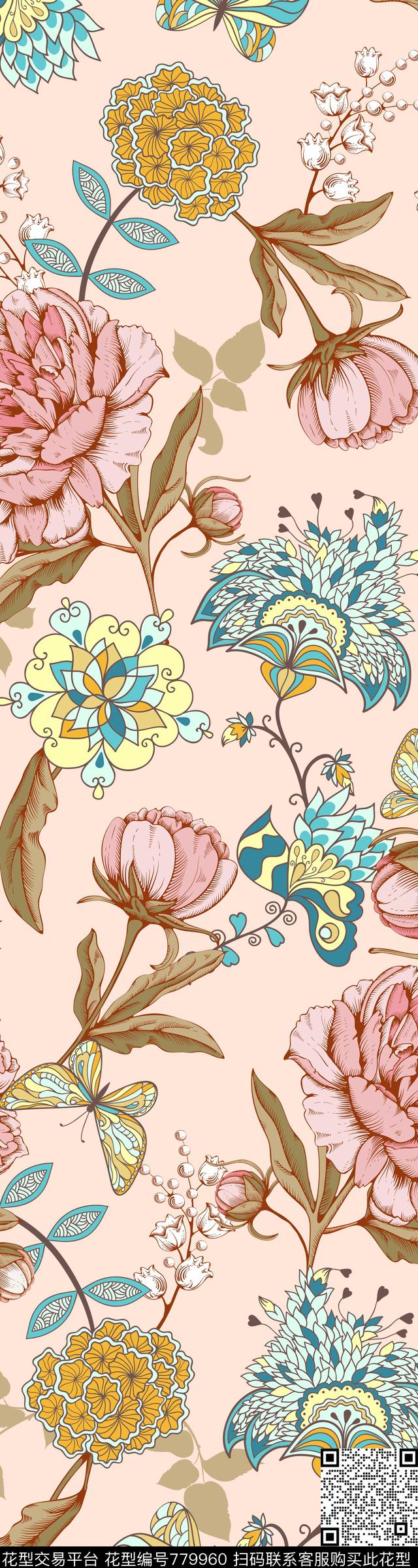 小碎花大花花朵数码印花华亿平台下载（图片编号: 779960） - 瓦栏（Walan）