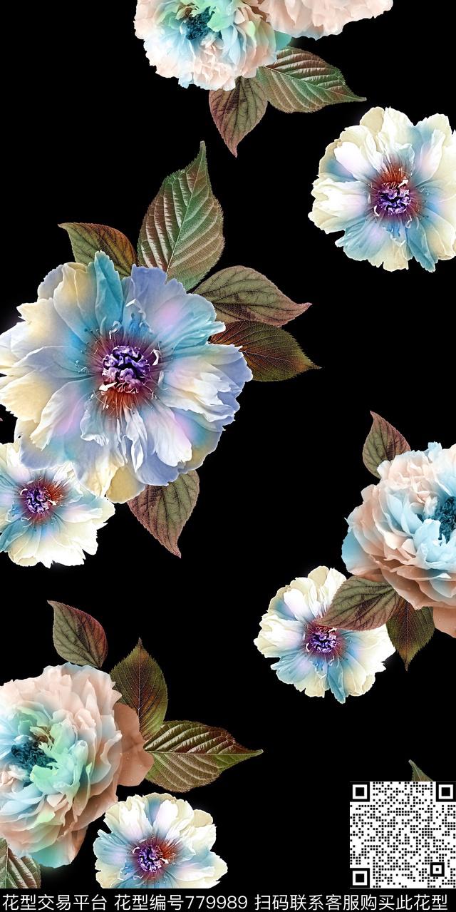 手绘花卉丰富多彩花卉水彩花卉数码印花华亿平台下载（图片编号: 779989） - 瓦栏（Walan）