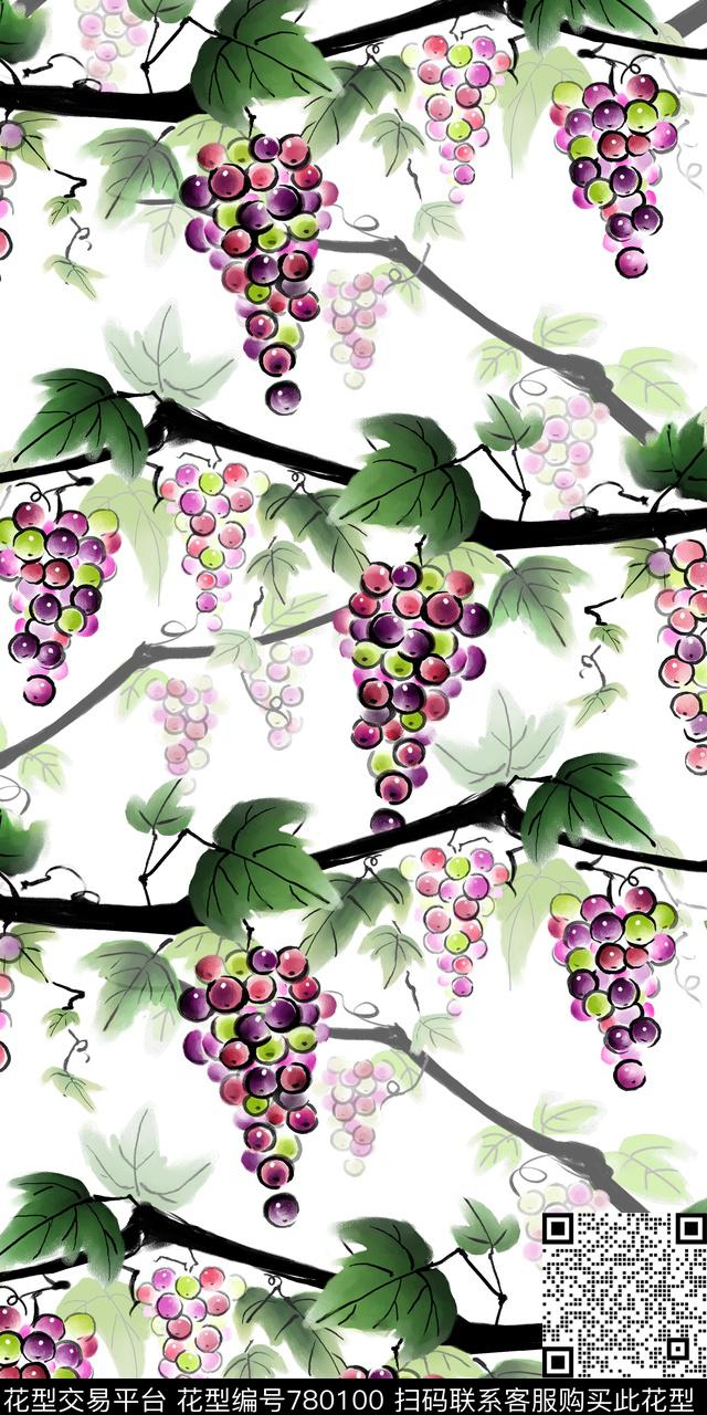水果手绘数码印花数码印花华亿平台下载（图片编号: 780100） - 瓦栏（Walan）
