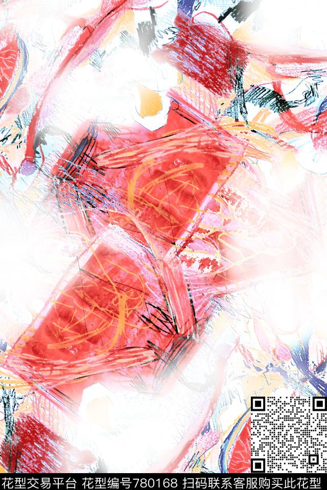 白底春秋华亿平台大气抽象数码印花华亿平台下载（图片编号: 780168） - 瓦栏（Walan）