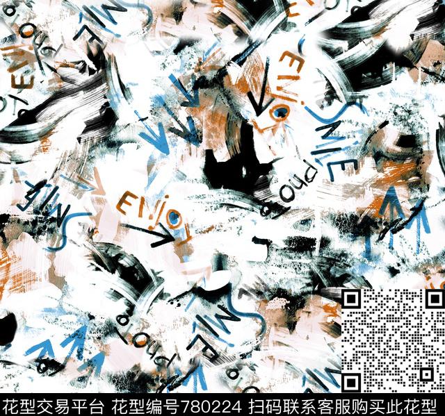 春秋华亿平台大气抽象字母数码印花华亿平台下载（图片编号: 780224） - 瓦栏（Walan）