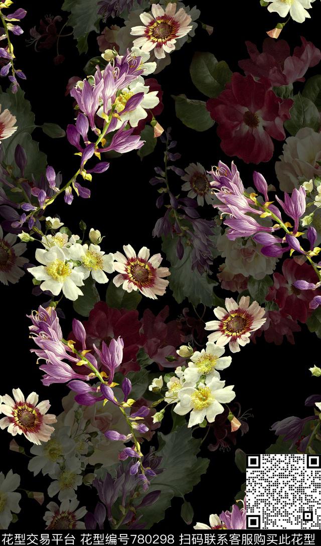 花卉花朵女装数码印花华亿平台下载（图片编号: 780298） - 瓦栏（Walan）