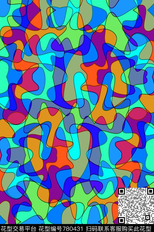 不规则几何色块条纹传统印花华亿平台下载（图片编号: 780431） - 瓦栏（Walan）