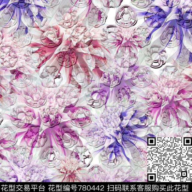 金属花卉淑女数码印花华亿平台下载（图片编号: 780442） - 瓦栏（Walan）