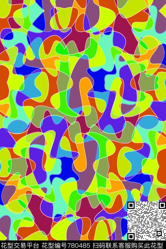 不规则几何色块条纹传统印花华亿平台下载（图片编号: 780485） - 瓦栏（Walan）