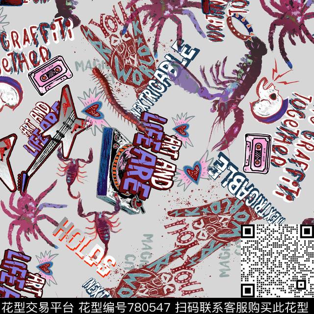 音乐符号摇滚字母数码印花华亿平台下载（图片编号: 780547） - 瓦栏（Walan）