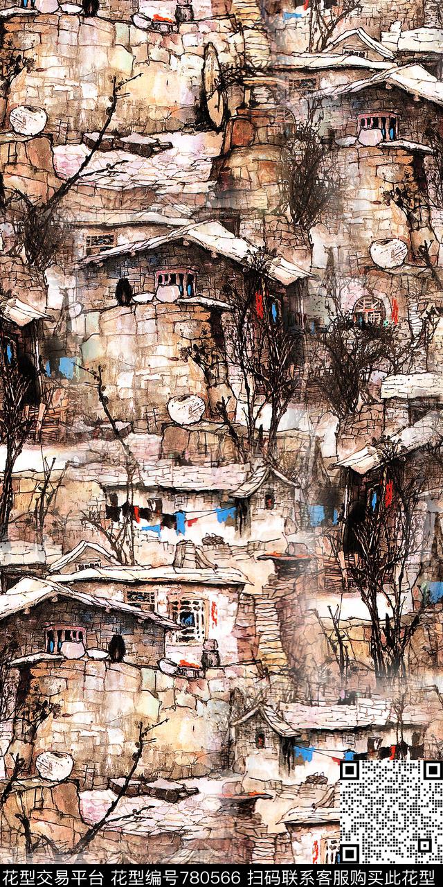 风景森林满版花数码印花华亿平台下载（图片编号: 780566） - 瓦栏（Walan）