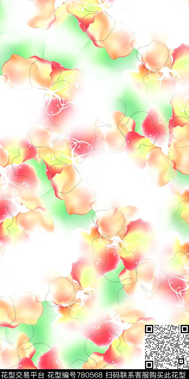 花卉乱花满版花数码印花华亿平台下载（图片编号: 780568） - 瓦栏（Walan）