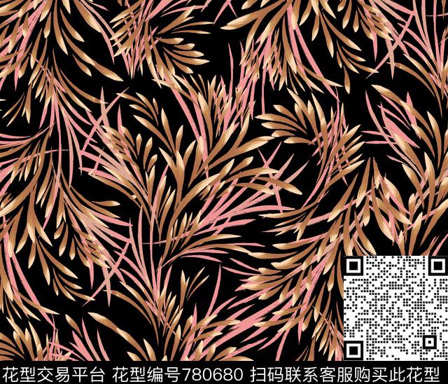 笔刷热带中国风传统印花华亿平台下载（图片编号: 780680） - 瓦栏（Walan）