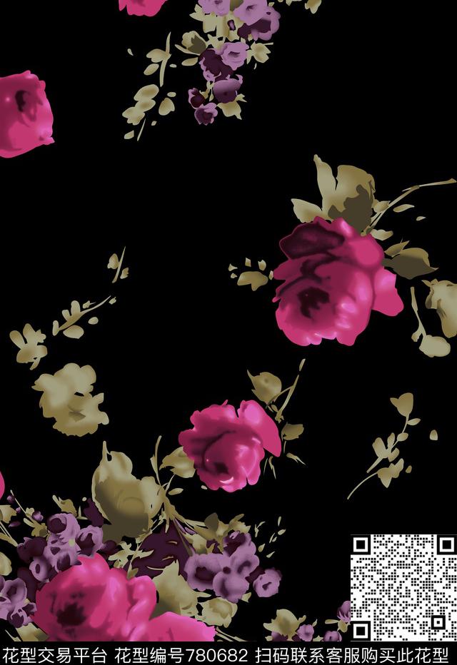 牡丹花朵花卉数码印花华亿平台下载（图片编号: 780682） - 瓦栏（Walan）