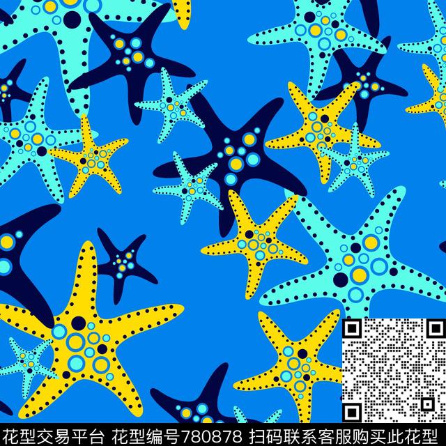 五角星胡兰底可爱大方数码印花华亿平台下载（图片编号: 780878） - 瓦栏（Walan）