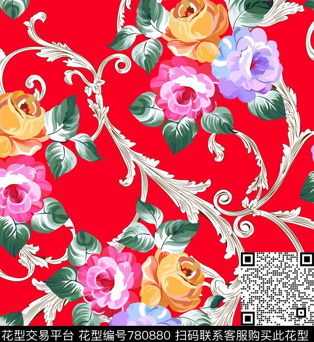 仿数码玫瑰花花夲数码印花华亿平台下载（图片编号: 780880） - 瓦栏（Walan）