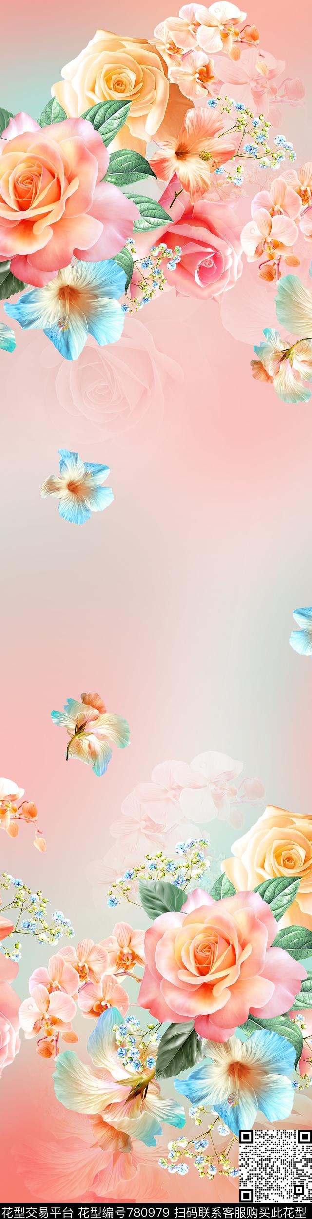 花卉兰花玫瑰传统印花华亿平台下载（图片编号: 780979） - 瓦栏（Walan）
