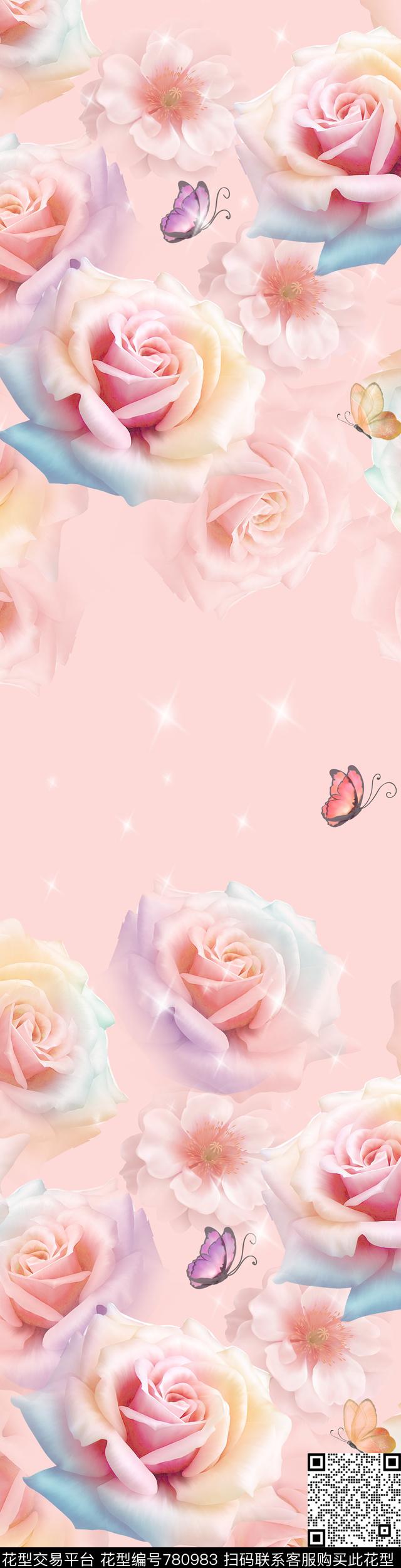 花卉玫瑰梦幻数码印花华亿平台下载（图片编号: 780983） - 瓦栏（Walan）