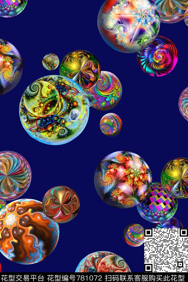 抽象几何圆形数码印花华亿平台下载（图片编号: 781072） - 瓦栏（Walan）