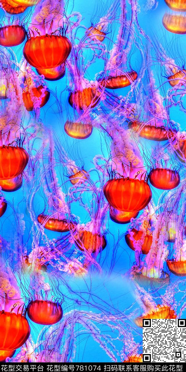 数码印花水母热带数码印花华亿平台下载（图片编号: 781074） - 瓦栏（Walan）