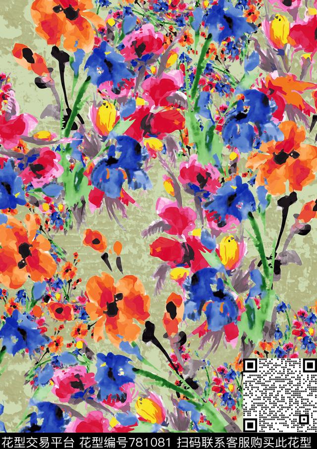 乱花小碎花花朵数码印花华亿平台下载（图片编号: 781081） - 瓦栏（Walan）