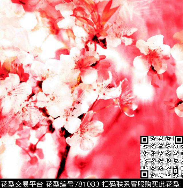 桃花花朵花卉数码印花华亿平台下载（图片编号: 781083） - 瓦栏（Walan）