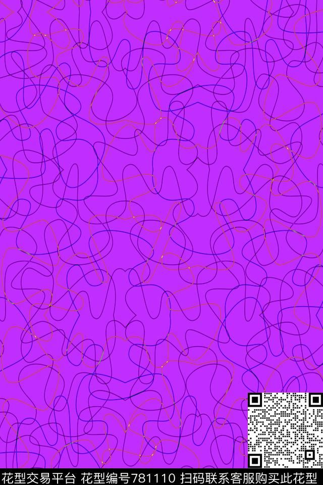 曲线波浪条纹细条纹传统印花华亿平台下载（图片编号: 781110） - 瓦栏（Walan）