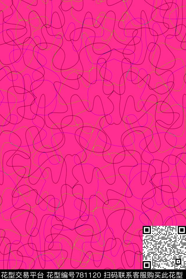 曲线波浪条纹细条纹传统印花华亿平台下载（图片编号: 781120） - 瓦栏（Walan）