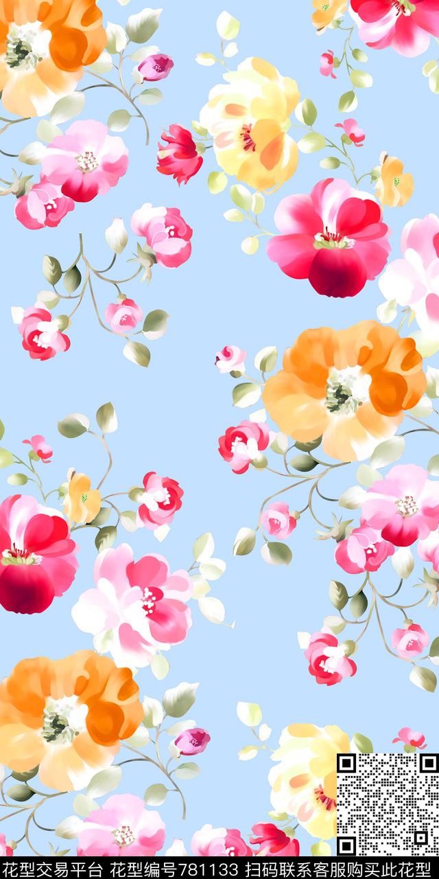 小碎花小清新手绘花卉数码印花华亿平台下载（图片编号: 781133） - 瓦栏（Walan）